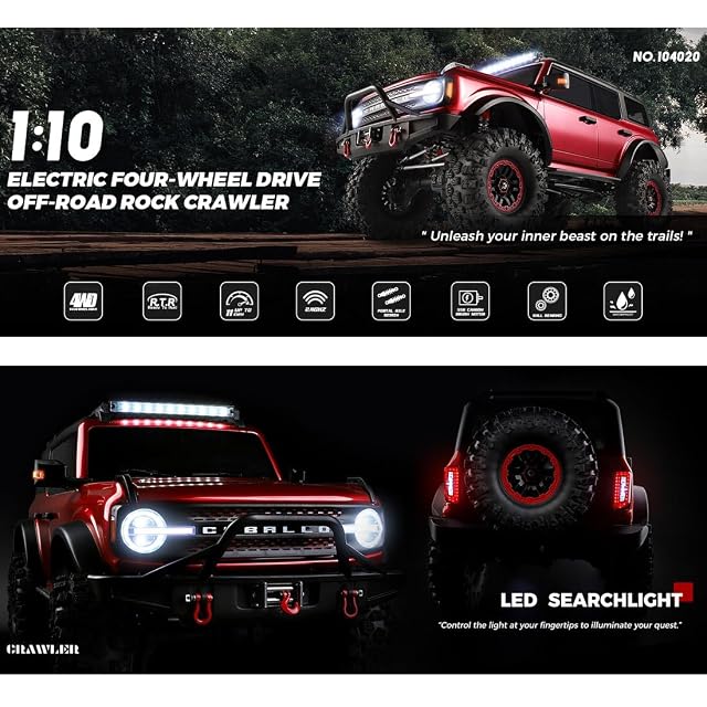 Foto 5 de 8 de Brickaro RC Draft Crawlers, coche todoterreno a control remoto a escala 1/10 2.4G 4WD con cabrestante