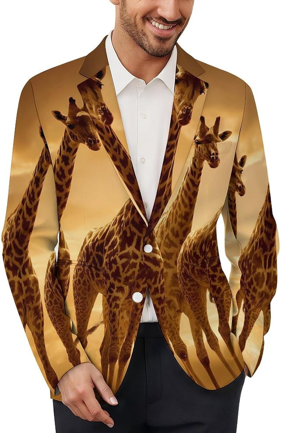 Giraffe Wild Animal Suit Jacket for Men Print Coat Jackets Dress Suits Party Wedding