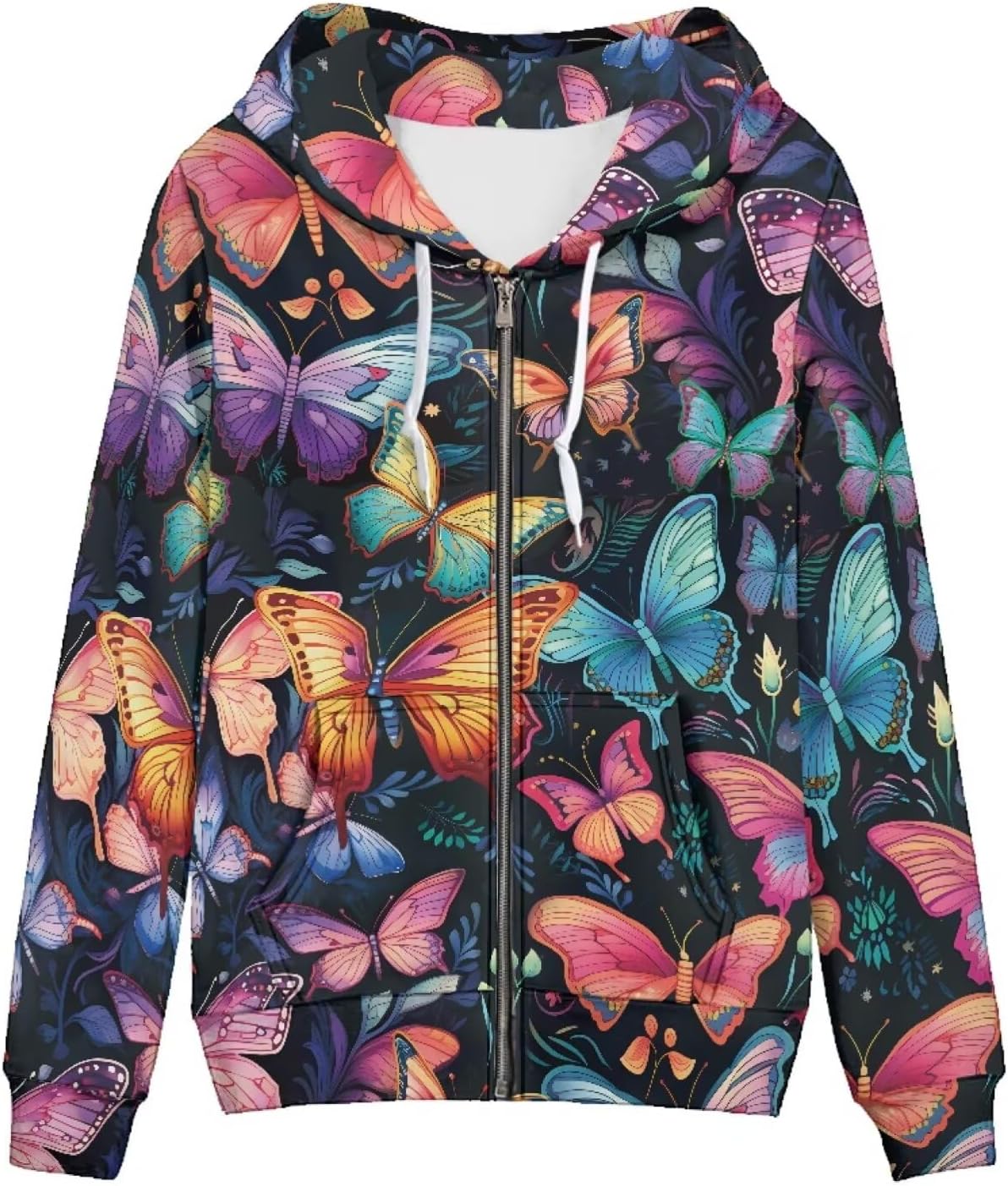 Agoviwo Cute Print Zip up Hoodie Women Lightweight Hoodie Fall Long Sleeve Sweatshirt for Workout