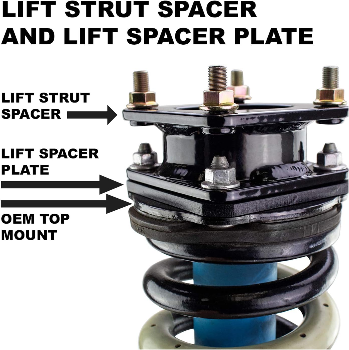 Wulf 3.5" Front Adjustable Leveling Lift Kit with Strut Spacers 2007 to 2018 compatible with model Chevy Silverado compatible with model gmc Sierra 1500 2wd 4X4