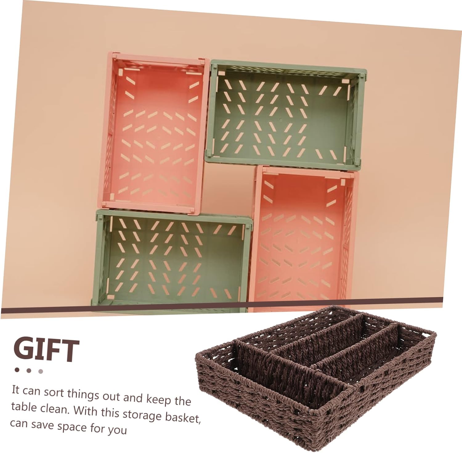 Cabilock Decorative Woven Storage Basket for Coffee Station Organizer Versatile Basket for Cosmetics Tea Bags and Office Supplies Stylish Home Decor