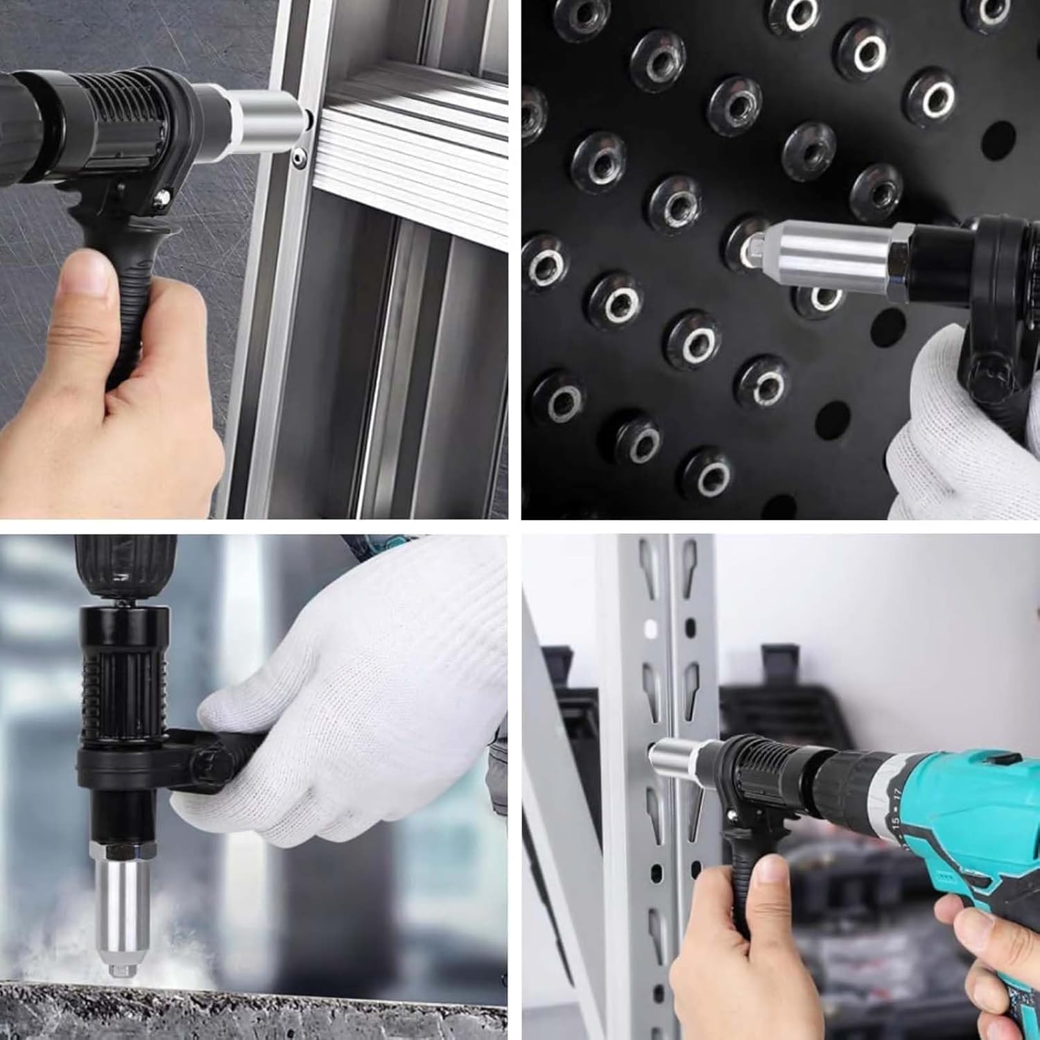 Professional Electric Rivet Gun Adapter Kit, Alloy Steel Electric Rivet Nut Gun Drill Adapter, Turn Your Drills Into A Riveting Beast, Drill Rivets Gun Attachment for Metal & Aluminum Work (2set)