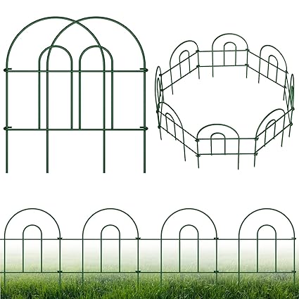 Amagabeli Decorative Garden Fence 18 in x 50 ft Rustproof Green Iron Landscape Wire Folding Fencing Ornamental Panel Border Edge Section Edging Patio Flower Bed Animal Barrier for Dog Outdoor Fences