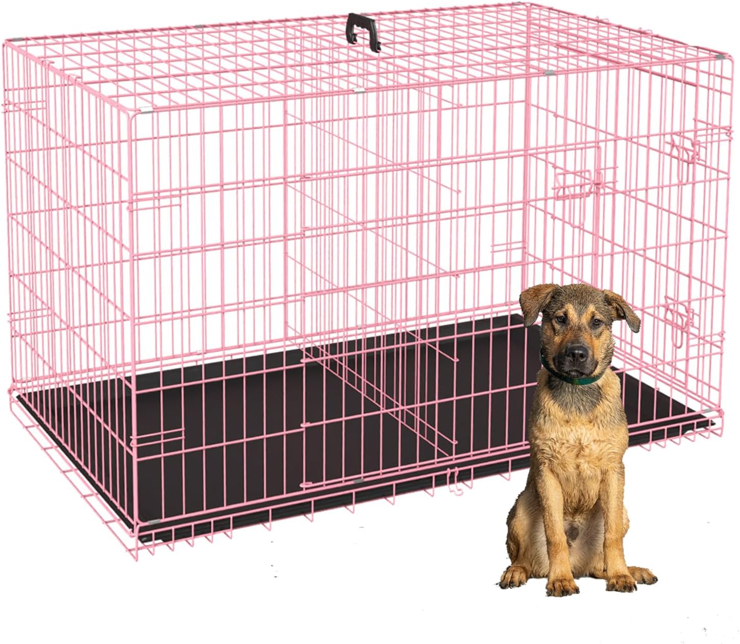 Home for Pets Dog Crate Cage Extra Folding Large Double Door Pet Crate,Includes