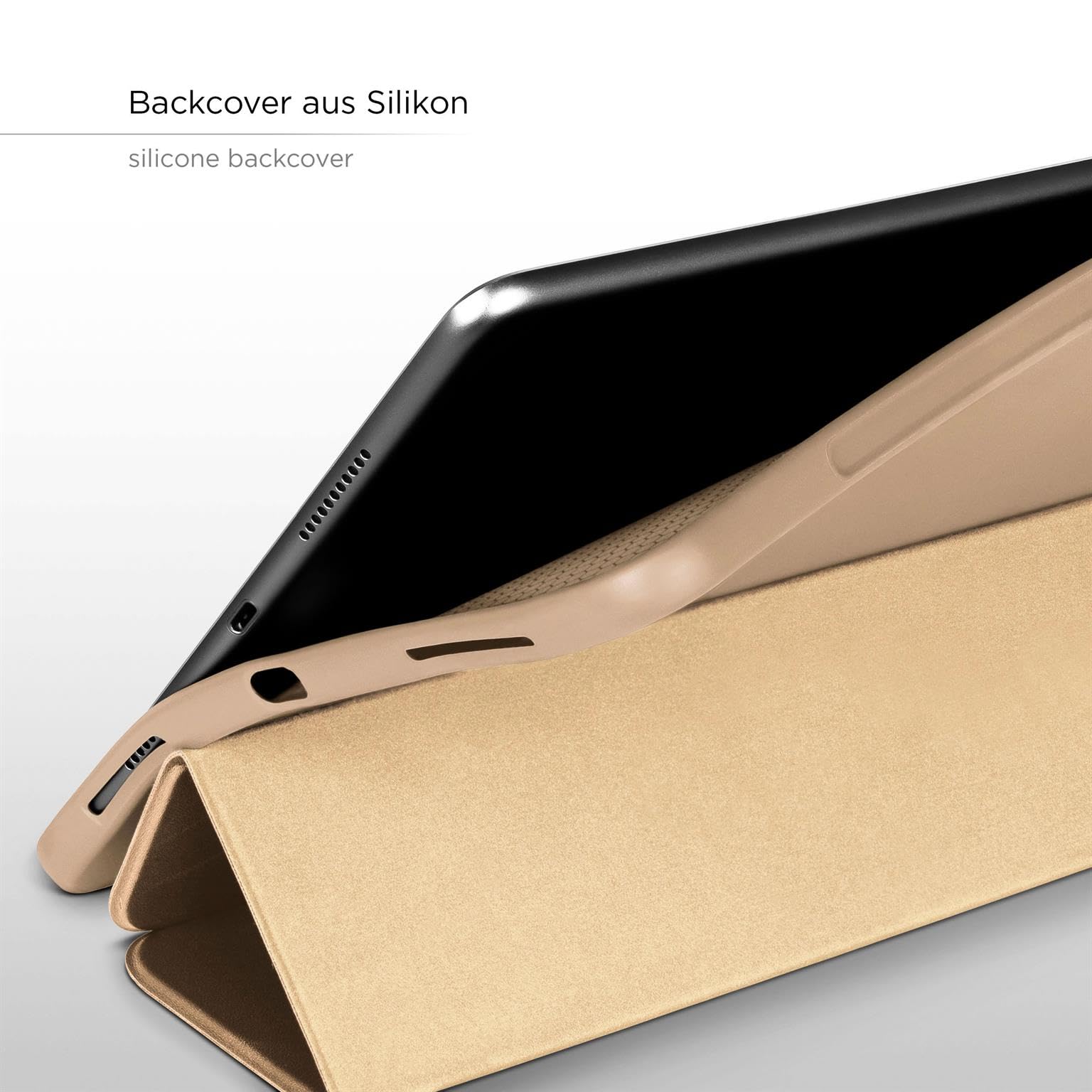 ONEFLOW Hülle für iPad Pro 11 (2018-2022) Schutzhülle ultradünn mit Ständer, Cover mit Auto Schlaf/Wach Funktion, Flip Case mit Magnet Standfunktion, Folio PU Leder Case, Gold