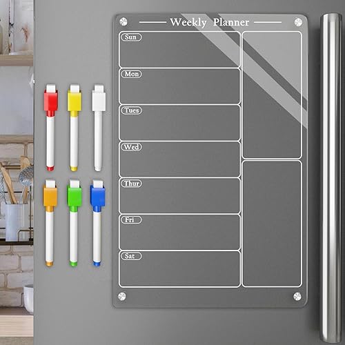 Miniatura 7 de Pizarra magnética de borrado en seco de acrílico negro de 9 x 13 pulgadas para refrigerador, pizarra magnética de borrado en seco para refrigerador,