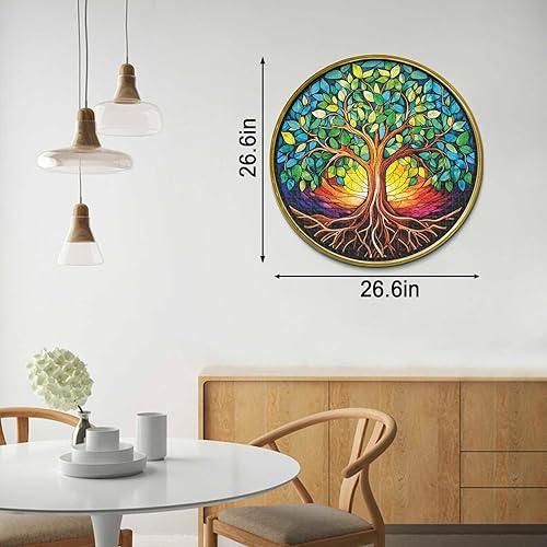 Miniatura 3 de Rompecabezas de árbol de la vida de 1000 piezas para adultos, colorido árbol de arte imposible redondo para adultos, rompecabezas de círculo difícil