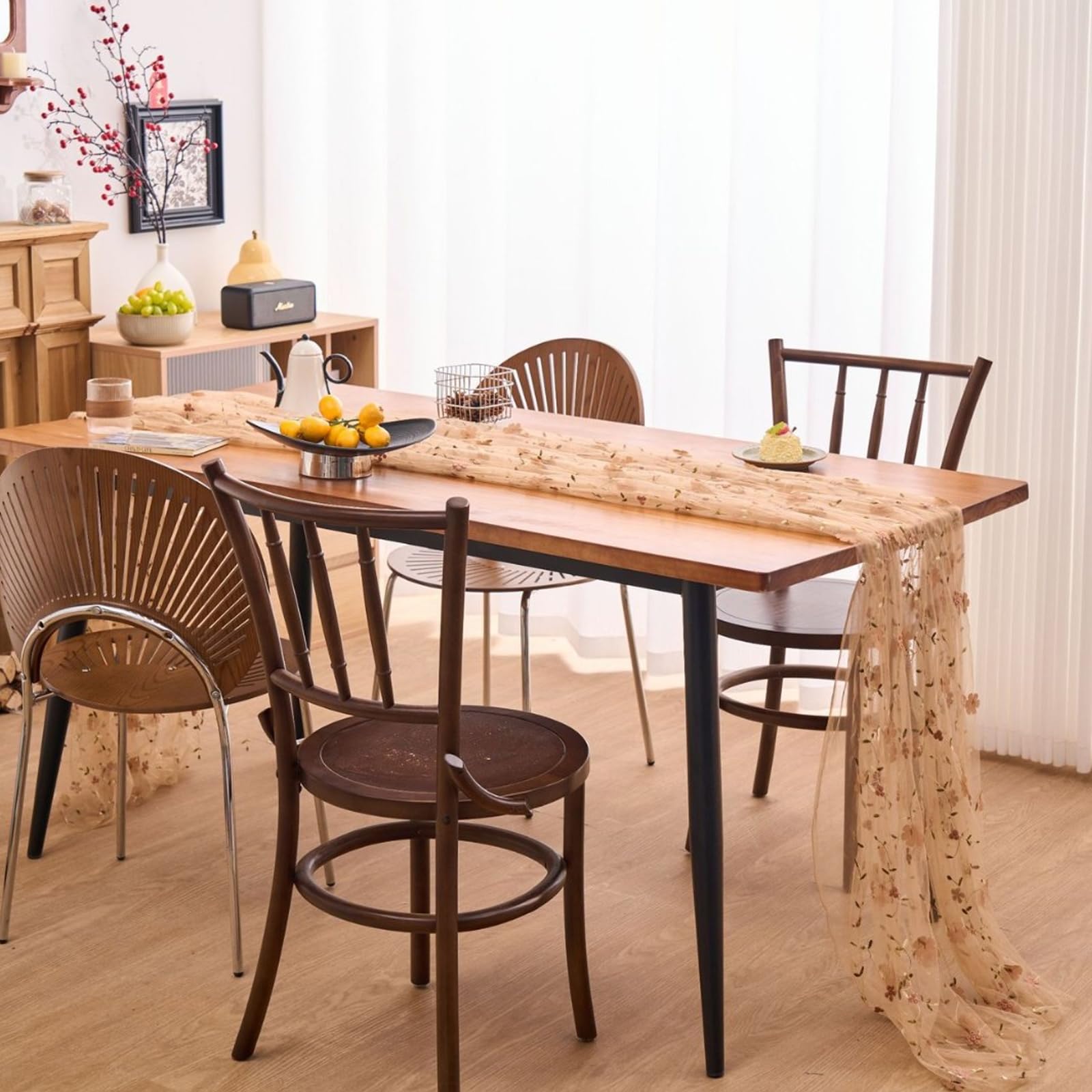 Durchsichtiger Tüll-Tischläufer, Netzstoff, Tischläufer für Bastelarbeiten, Hochzeiten, Geburtstage, Partys, Picknicks, Weihnachtsdekoration, 150 x 400 cm
