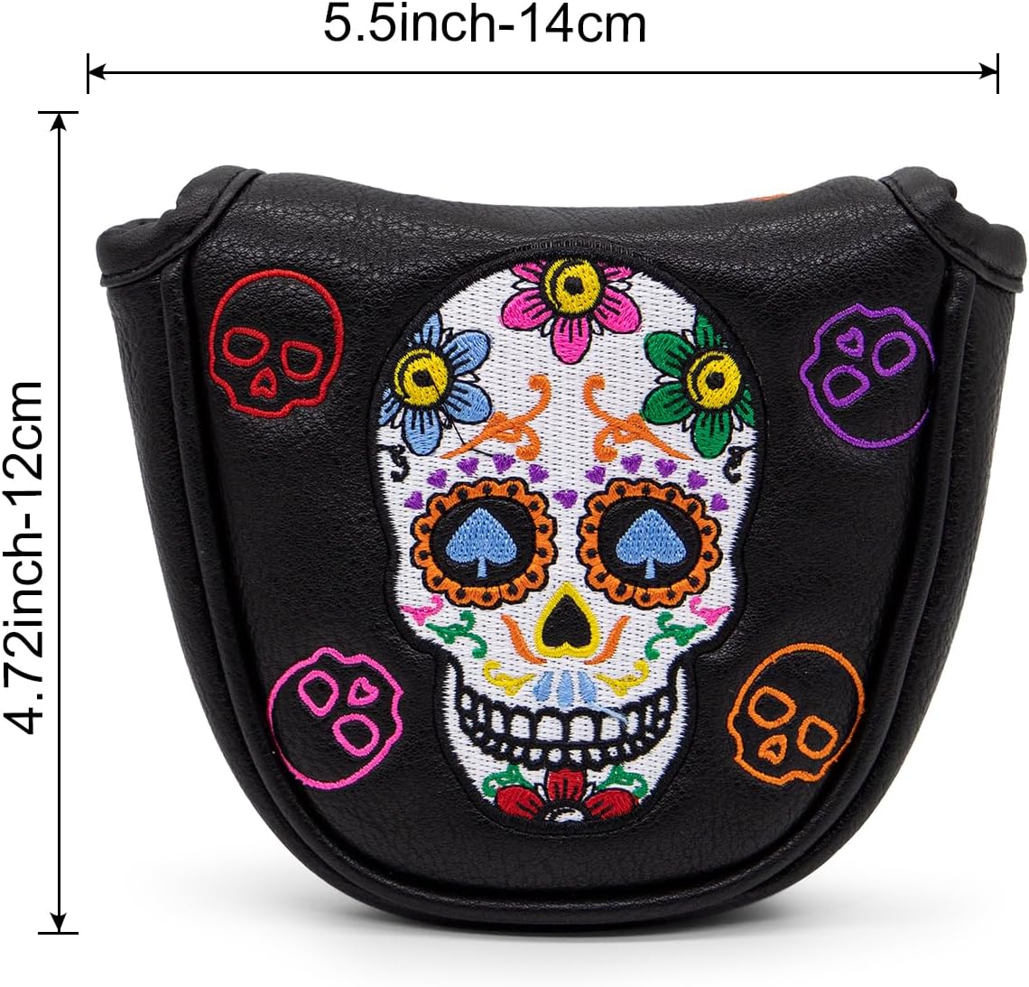Montela Golf Club Covers,Colorful Skeleton Putter Cover Driver Covers Fairway Wood Headcover Hybrid Cover Leather Blade Putter Headcover Mallet for Brand