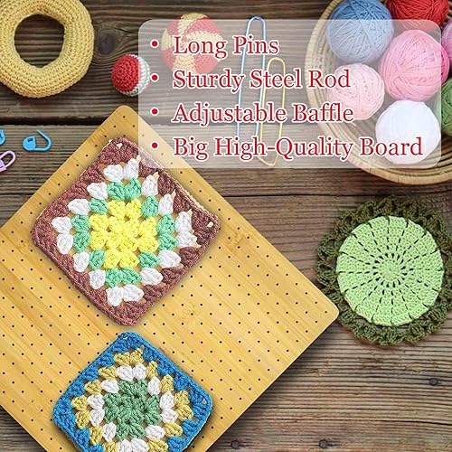 Miniatura 3 de Gkesgm Tabla de bloqueo de ganchillo, tabla de madera de bambú para tejer ganchillo, regalo de ganchillo para amantes de la abuela cuadrada, kit