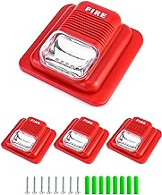 QWORK 4 Pack Wired Sound & Light Fire Alarm Warning Strobe Siren Horn, 12 / 24V DC