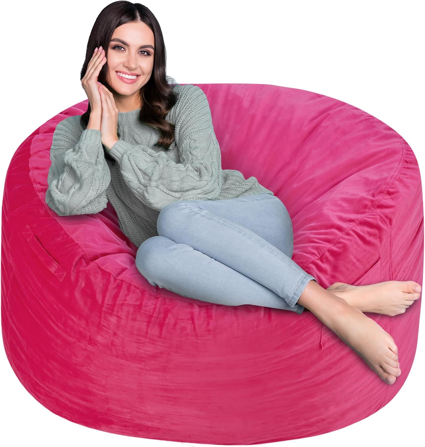 Fragess 3Ft Bean Bag Chairs, Giant Bean Bag Chair with Memory Foam Filling