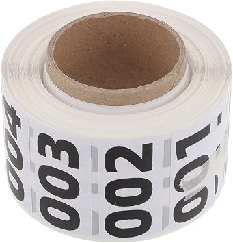 ULTECHNOVO Number Stickers Roll 1-1000 Self-Adhesive Warehouse Inventory Labels Vinyl 3.34X2.44In Easy Remove Consecutive Number Labels for Organizing Moving Boxes