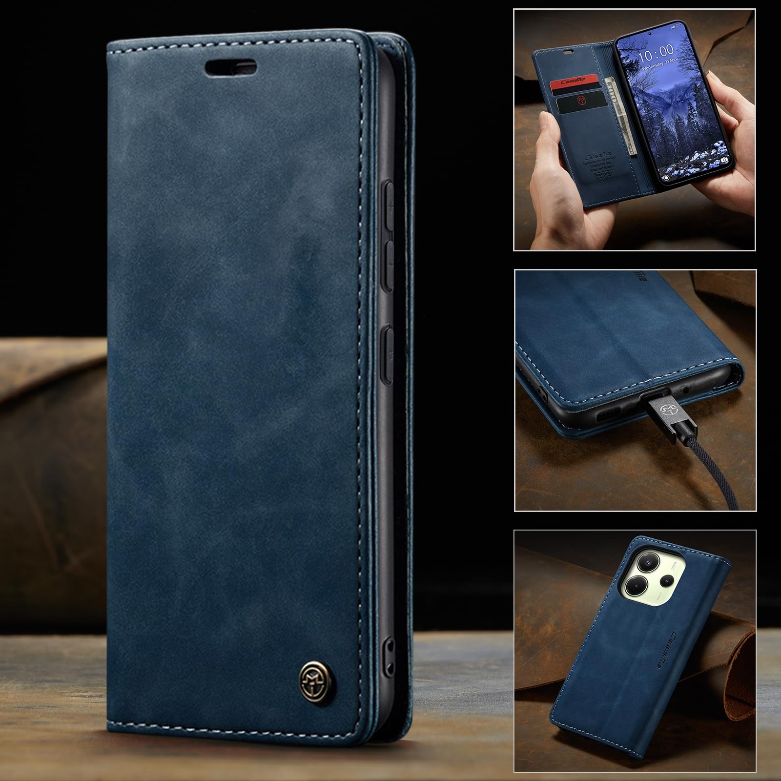 Monweicz Cover Compatibile con Xiaomi Redmi Note 14 4G, Custodia Portafoglio con Slot per Scheda, Protezione Completa Premium in Pelle PU, Flip Libro Magnetica Xiaomi Redmi Note 14 4G, Blu