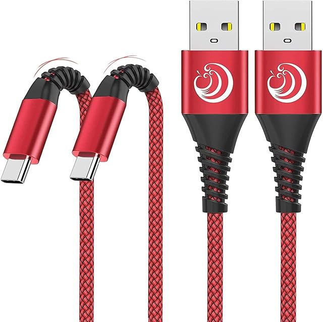USB C Charger Cable 2M 2Pack Type C Fast Charger Lead Charging Cable Nylon Braided for Samsung Galaxy S22 S21 S20 S10 S9 S8 A13 A12 A53 A52 A51 A50 A40 A21s A20e,Huawei P40 P30 P20 Pro,Google,Switch