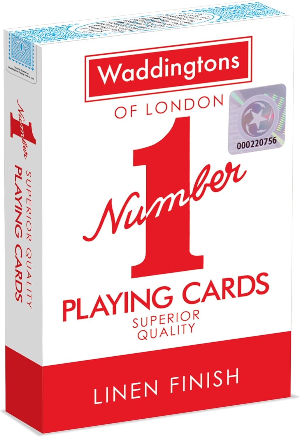 Waddingtons Number 1 Playing Card Game, Play Fish, Slap Jack, Crazy Eights and Rummy, Great Travel Companion, Gifts and Toys for Boys, Girls and Adults-Single or 1 Deck of Cards in Red or Blue Colour