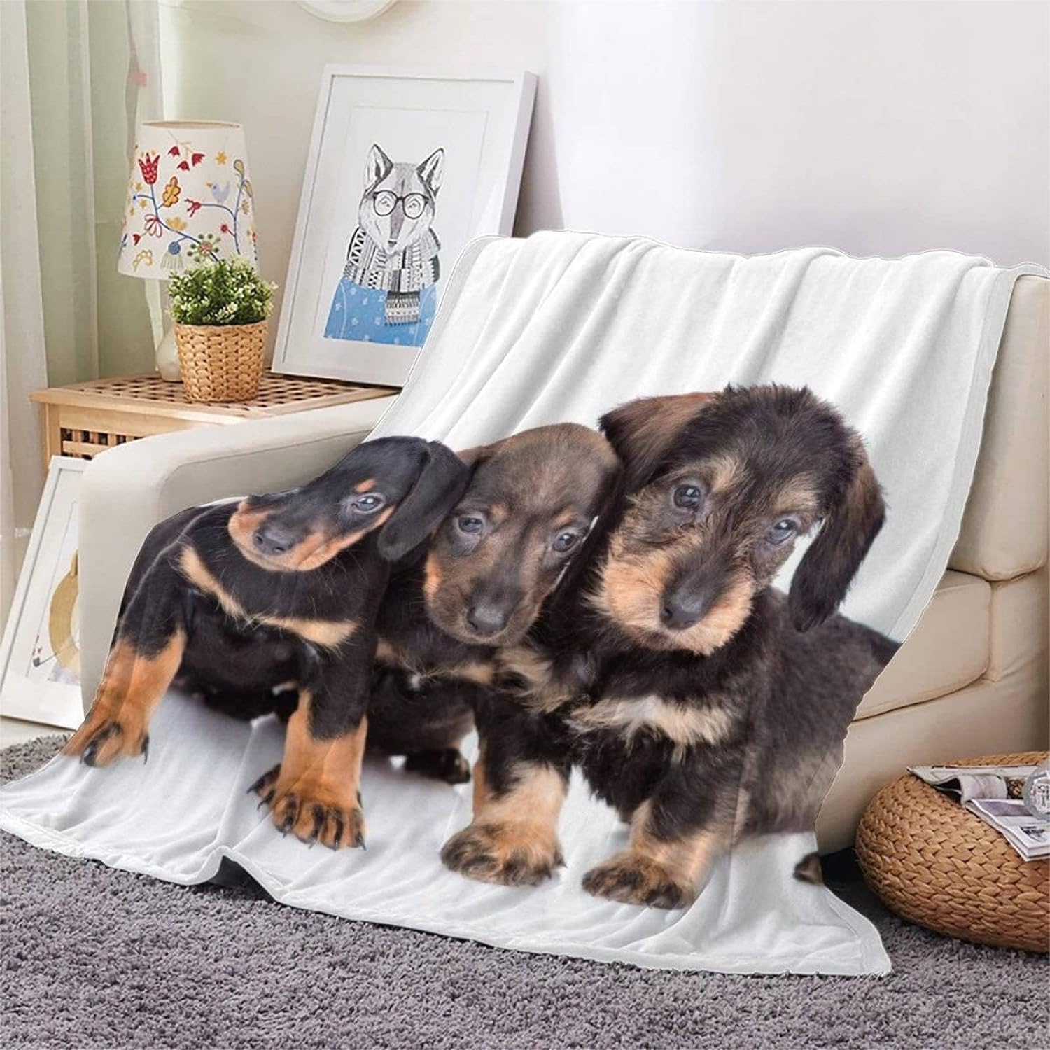 Couverture Chien 3D Plaid Polaire 220x240 Chien Noir Doux Microfibre Couverture en Flanelle Animal Couvertures et Plaids Chaud pour lit Jeté de Canapé m9393