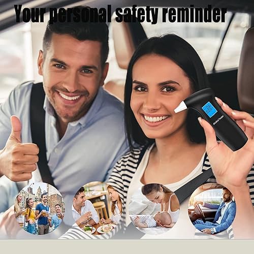 Miniatura 7 de Alcoholímetro, probador de alcohol de aliento personal portátil con boquillas reemplazables, con pantalla LCD azul digital, alcoholímetros para uso