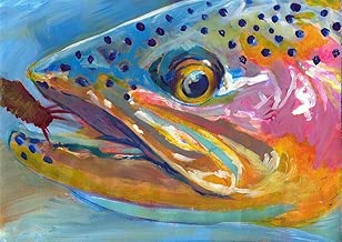 Rainbow Trout Fishing Art Print, Fly Fishing Gift - Trout Wall Art Decor Hand Signed By Jack Tarpon, Rainbow Trout Fish Wall Art Choice of Sizes.