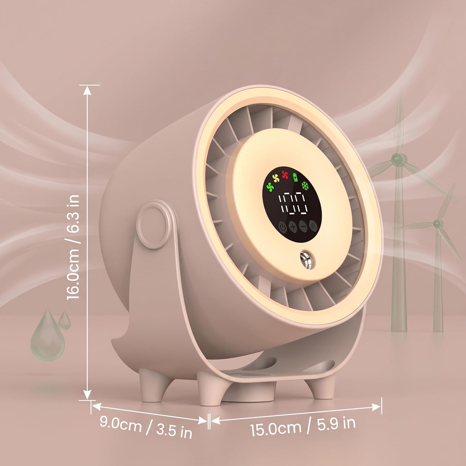 Mini Portable Air Conditioner, 100-speed Evaporative Portable Air Cooler With Humidifier, Light Brown