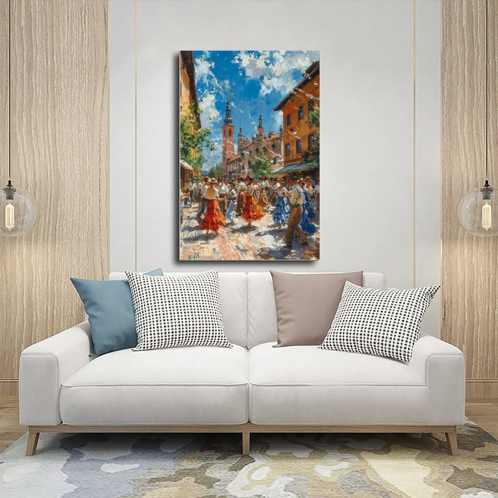 Stampa artistica su tela, stampa artistica da parete con costumi tradizionali, stampa artistica da parete, per soggiorno, camera da letto, decorazione 61 cm di lunghezza x 91,4 cm di larghezza