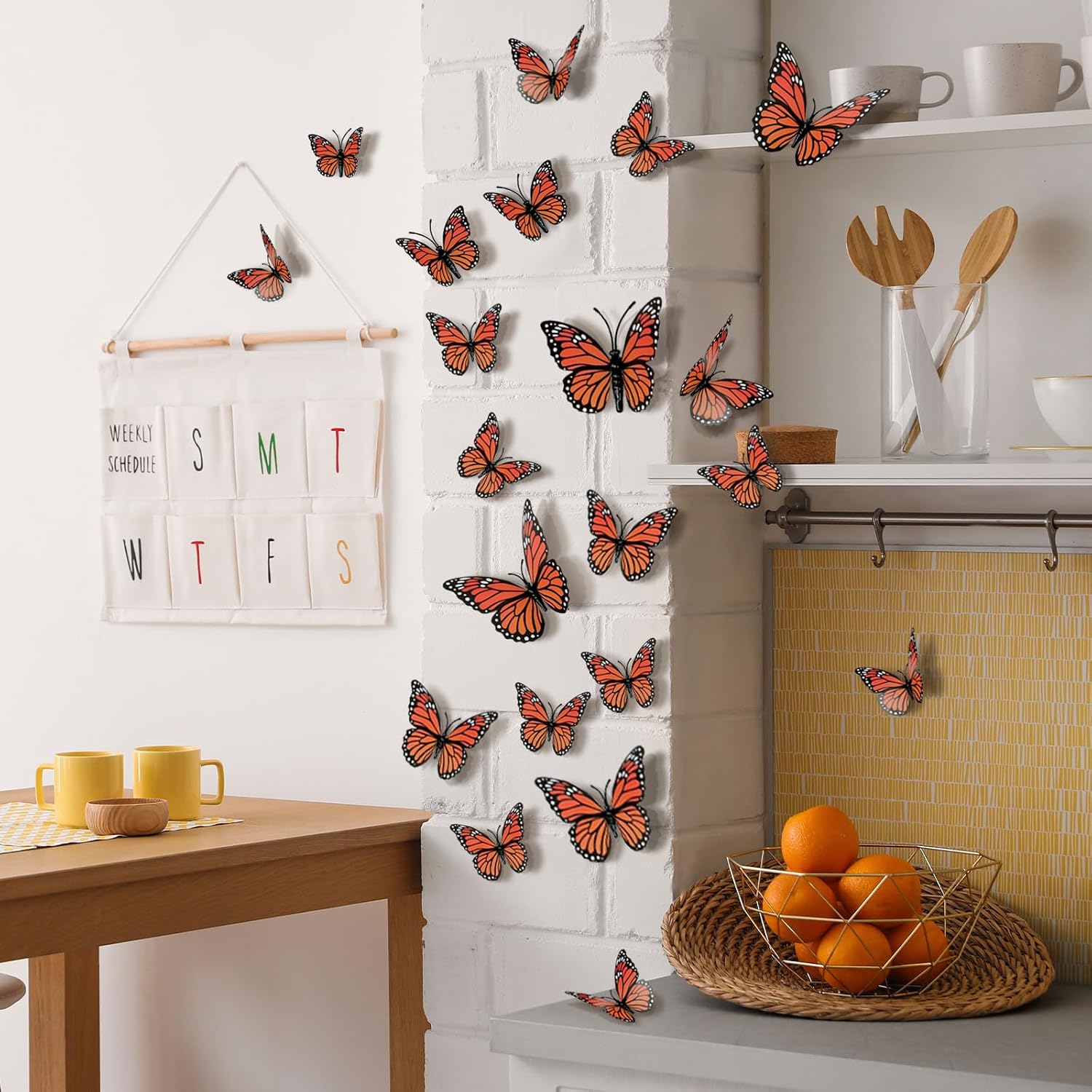 Orange Monarch Butterfly Easter Decorations Wall Decals 3D Butterflies Wall Sticker Baby Shower Art Decal for Home Decorations image 5
