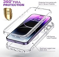 Vista 445 de Diaclara - Funda diseñada para iPhone 15 Plus de 6.7 pulgadas, transparente, cuerpo completo, con protector de pantalla, resistente de protección