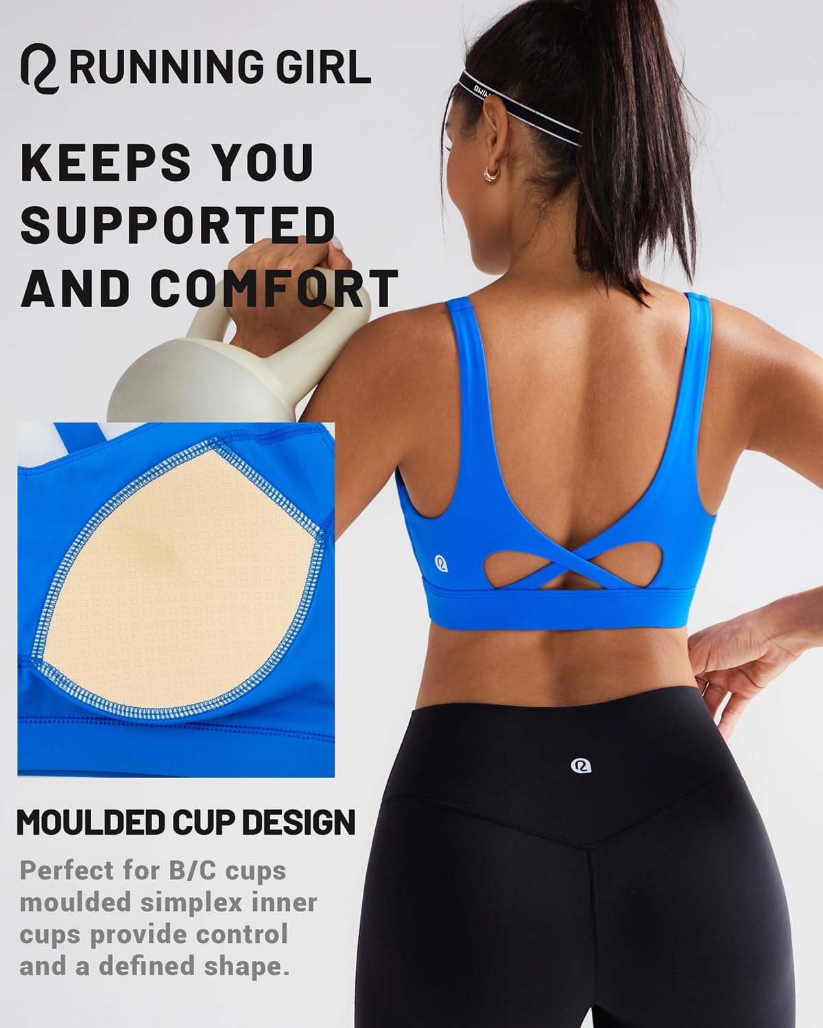 RUNNING GIRL Sports Bra for Women High Support, Molded Cup High Impact Sports Bras with Sewn in Pads Workout Running Bra - Image 6