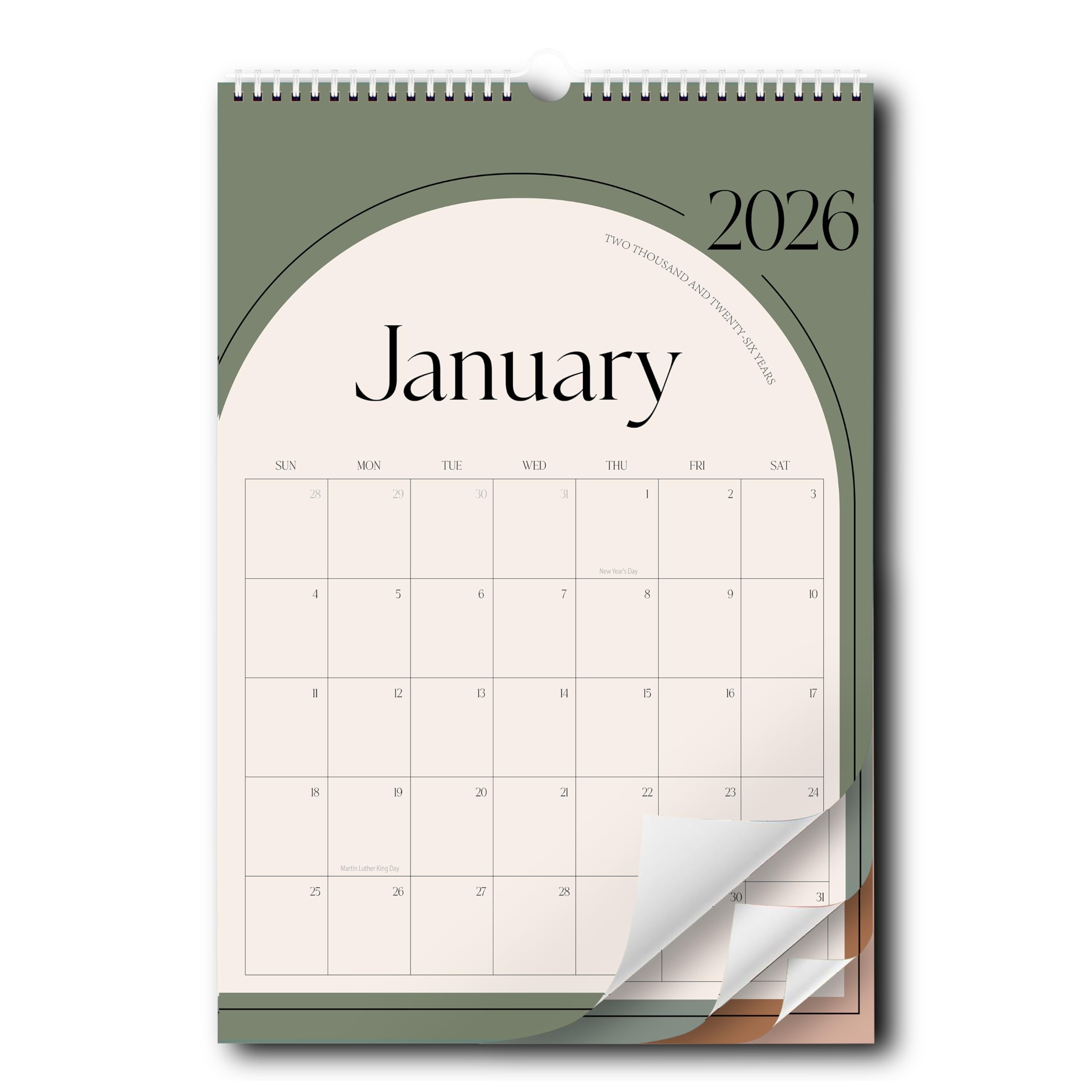 Aesthetic Wall Calendar 2025-2026, 20 Monthly Calendar with 12 Colors From May 2025 to Dec 2026, 10.5" x 14.5", Modern Wall Hanging Calendar for