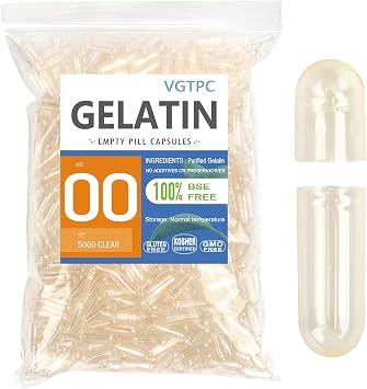 Size 00 Empty Gelatin Capsules Separated - 5000 Count Clear Gel Pills DIY Caps Fillable Empty Pill Capsule Supplement Filling