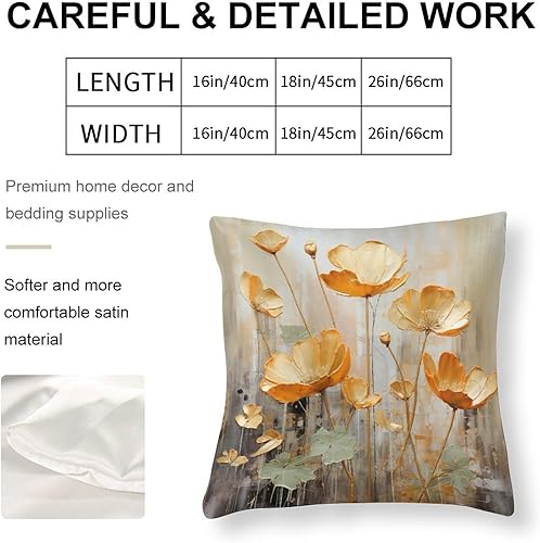 Miniatura 2 de Almohadas de cama decorativas de 16 x 16 pulgadas, hojas de ginko en oro y turquesa con satén de mármol, funda de cojín moderna verde azulado y
