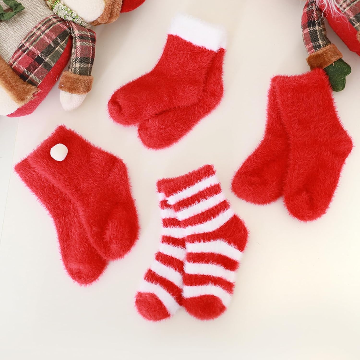 Christmas Fuzzy Socks for Toddler Girls Boys Unisex Kids Non Slip Cozy Fluffy Warm Winter Crew Slipper Socks