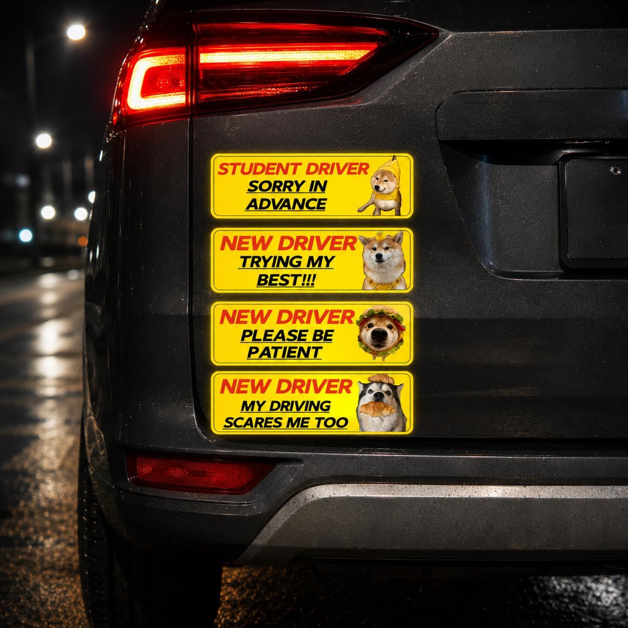 4Pcs New Driver Car Sticker Decal for Beginners,Reflective Student Driver Stickers for Car,Bumper Safety Warning Sign for Students and Novices(Yellow) image 3