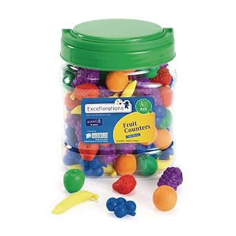 Excellerations Math Manipulatives, Set of 108, Fruit Counters 1.5"-2"