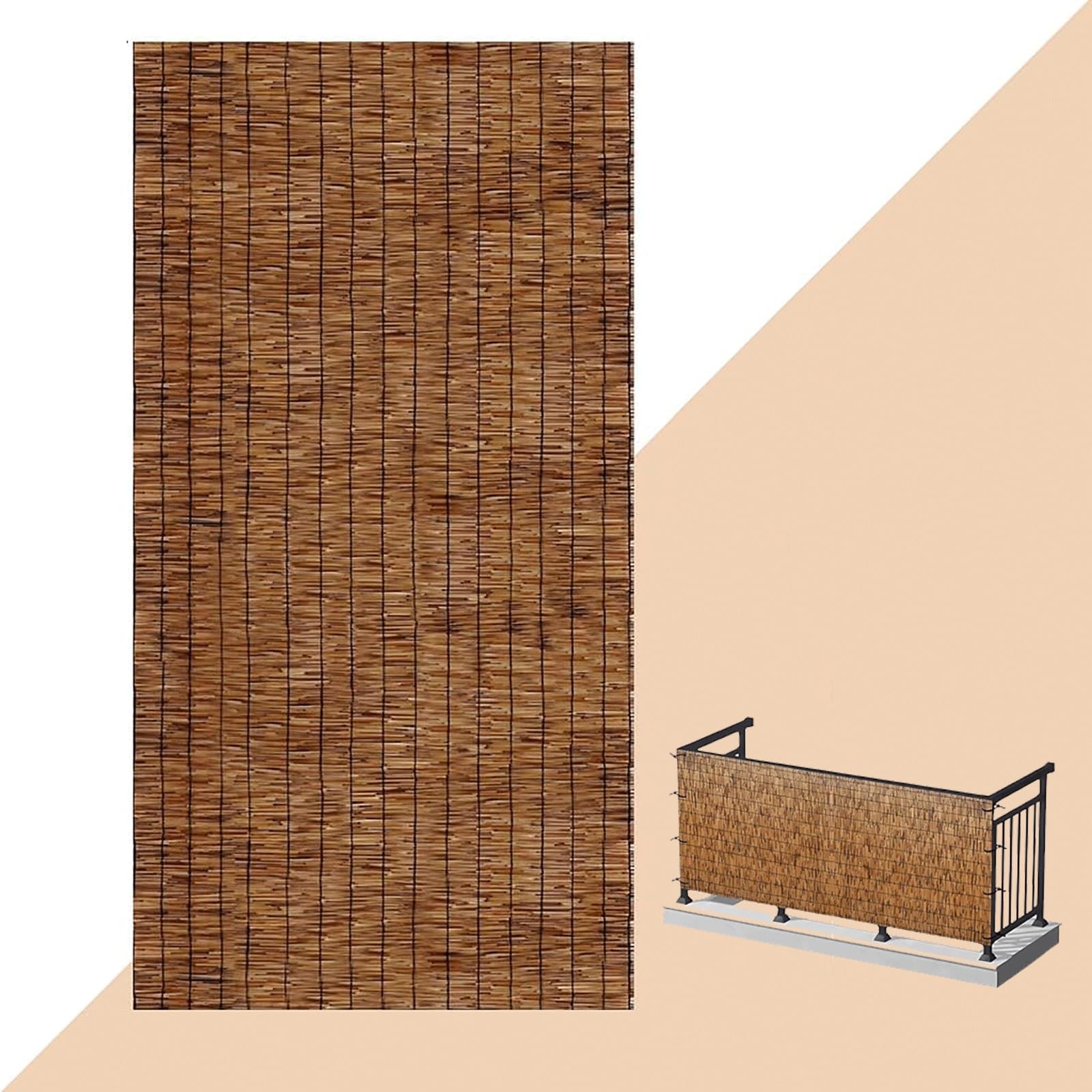 Bambusowy parawan ogrodzeniowy o wysokości od 0,6 m do 1,8 m wysokości, do ogrodu, na podwórko, patio, długość 183 cm x dł. 1000 cm, dekoracyjne rozwiązanie na zewnątrz
