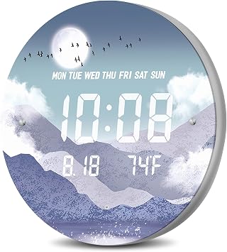 Digital LED Wall Clock for Home & Office, Moonlight, 12