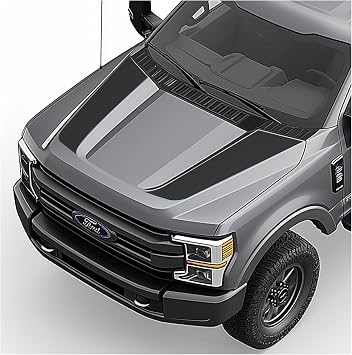 Blackout Hood Racing Stripes Vinyl Graphics Kit Decals Stickers - Compatible with Ford F-250 Compatible with Ford F-350 Super Duty 2017-2025 Matte Black