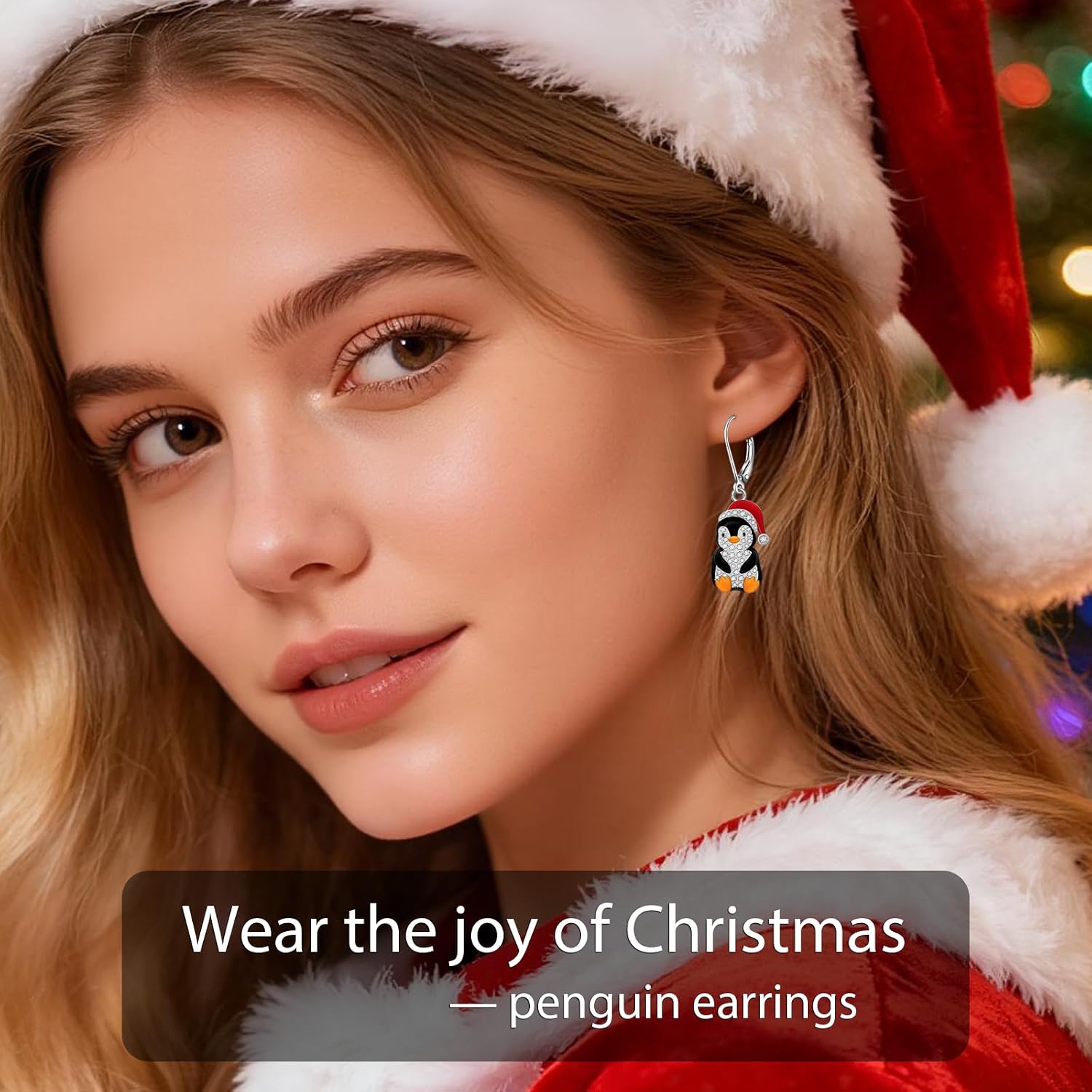 Christmas Earrings Penguin Earrings for Women Sterling silver Dangle Penguins Earring Crystal Holiday Xmas Winter Penguin Gifts Jewelry