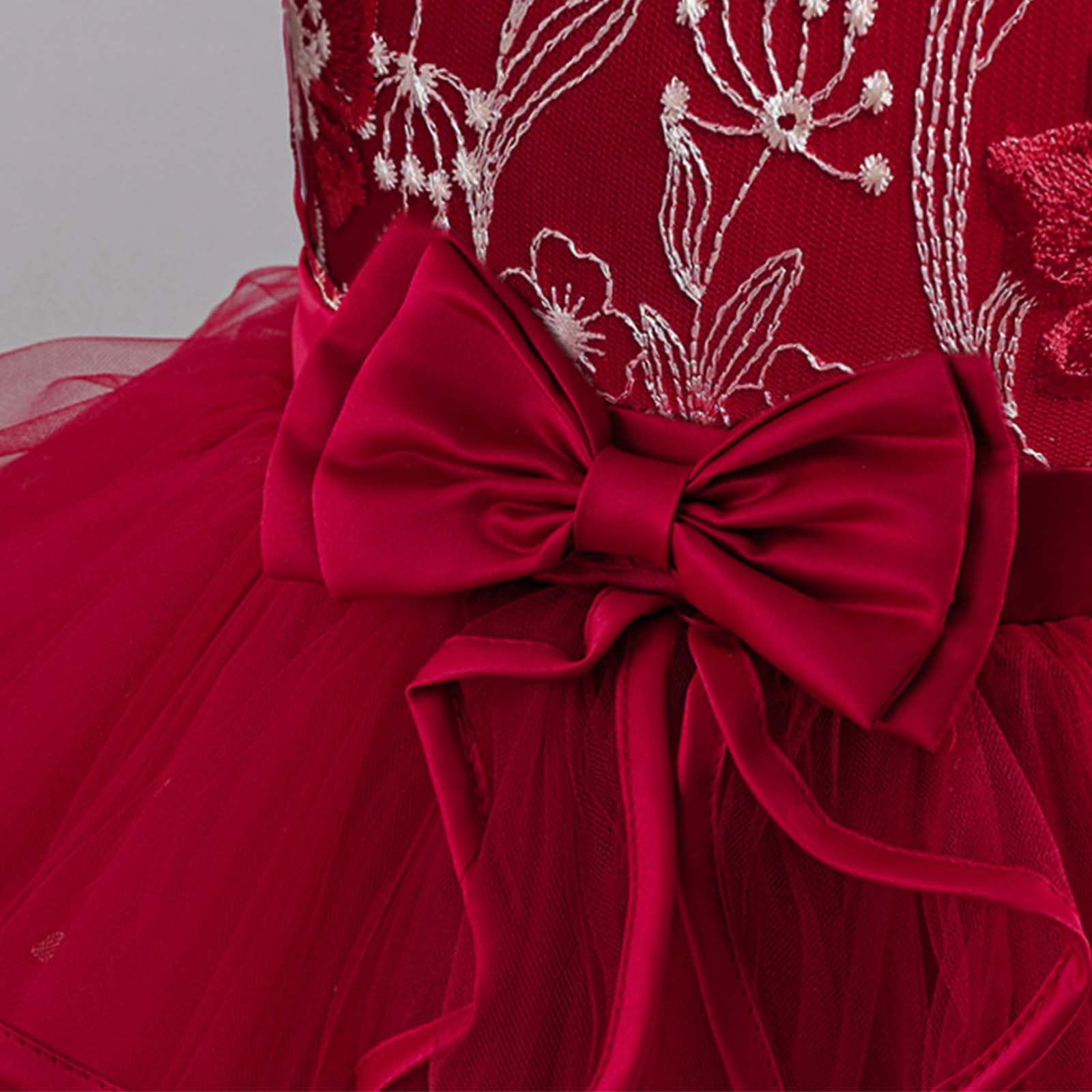 Festliche MäDchenkleider - Tutu Hochzeitskleid mit Stickerei elegantes Abendkleid für Feiern Geburtstage Partykleid ohne Ärmel im Printdesign vielseitig tragbar für den Alltag Campus Outdoor geeignet