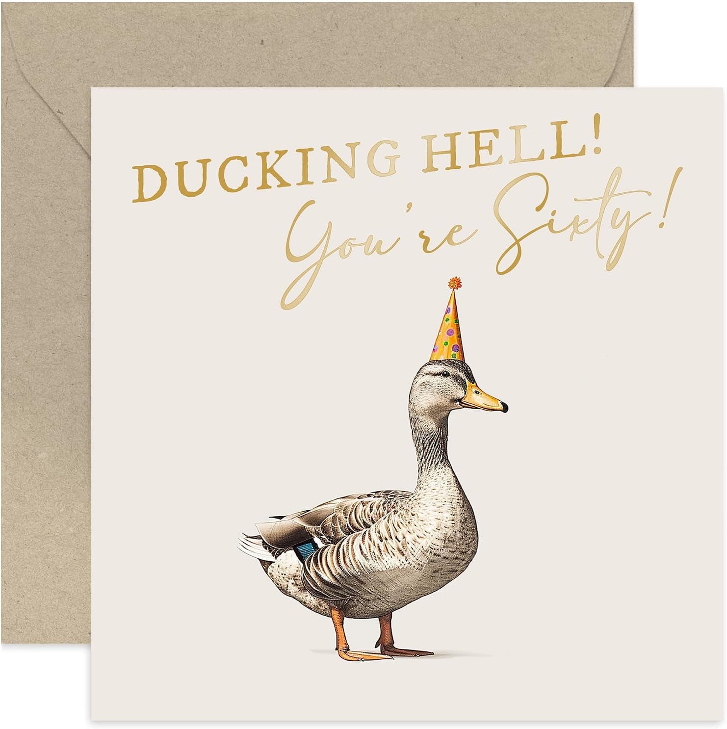 Old English Company 60th Birthday Greeting Card - Funny Male & Female - Rude Joke - Ducking Hell - Blank Inside