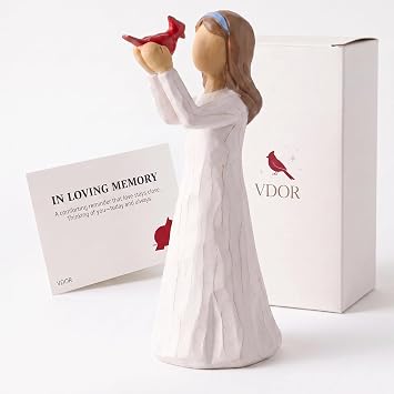 Cardinal Figurine Sympathy Gift, Hand-Painted Resin Memorial Statue
