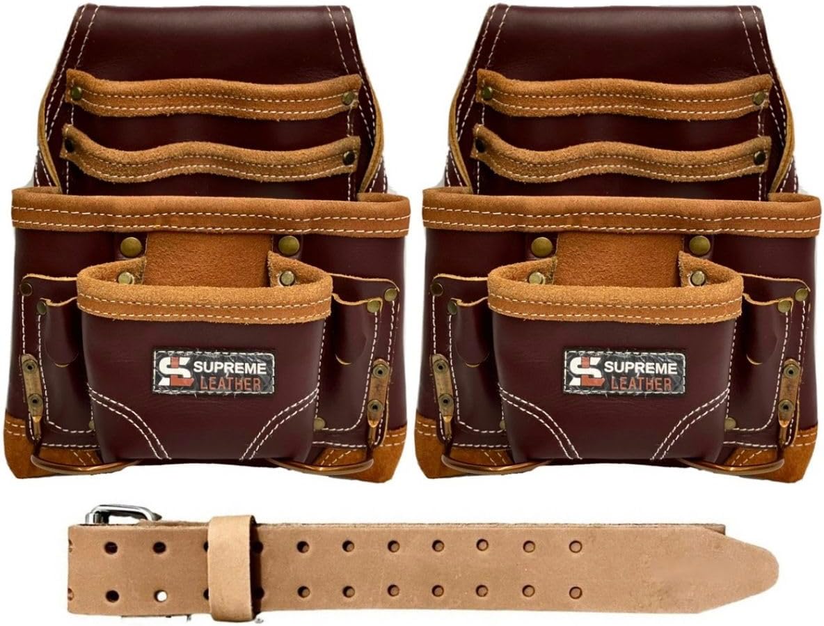 Professional Leather Tool Bag, Top-Grain Leather, Organizer, Protects Tools, Enhances Work Efficiency