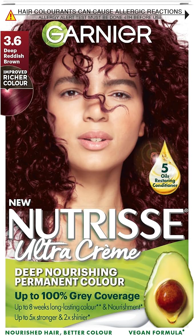 Garnier Nutrisse Permanent Hair Dye 3.6 Deep Reddish Brown