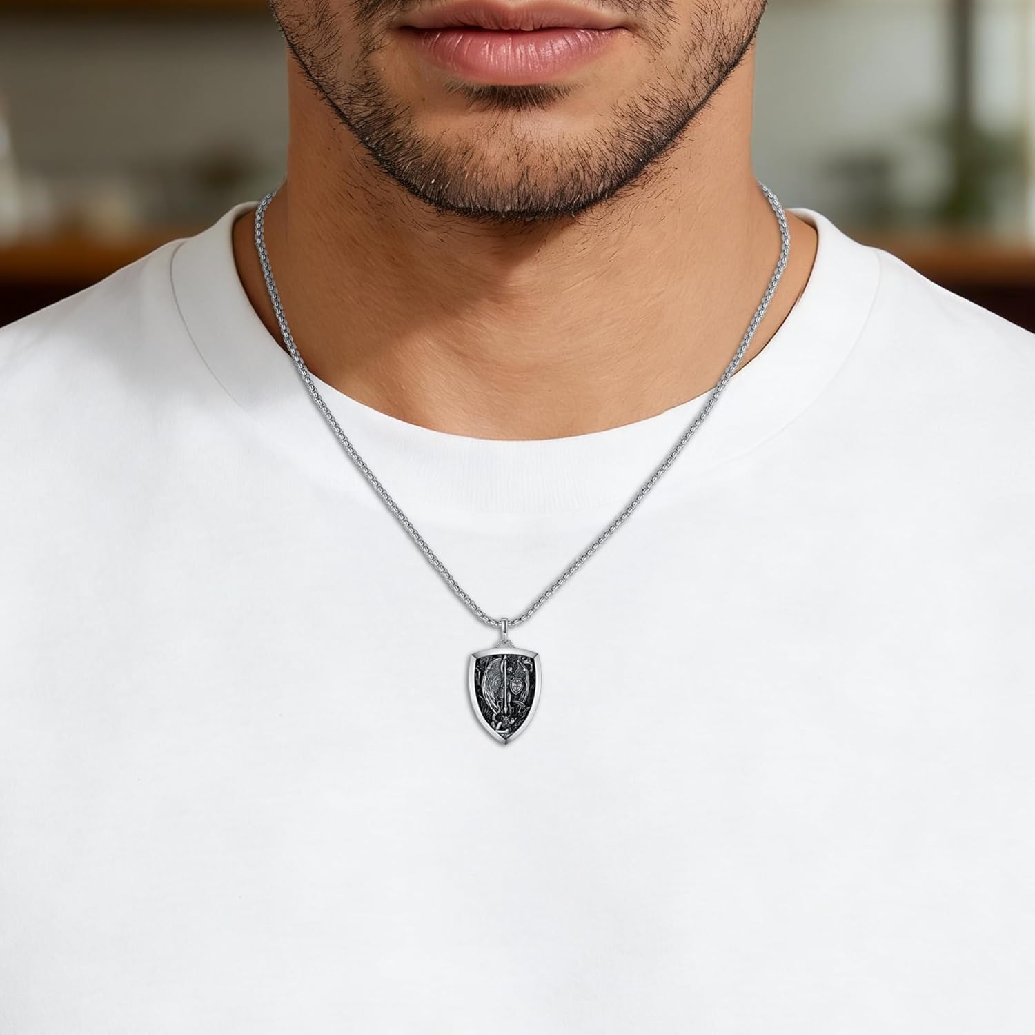 Sterling Silver Catholic Religious Medal Set Pendant Combo: Seal of Seven Archangels, Saint Benedict Medal, Virgin Mary Medal & Saint Michael Protective Charm - Image 3