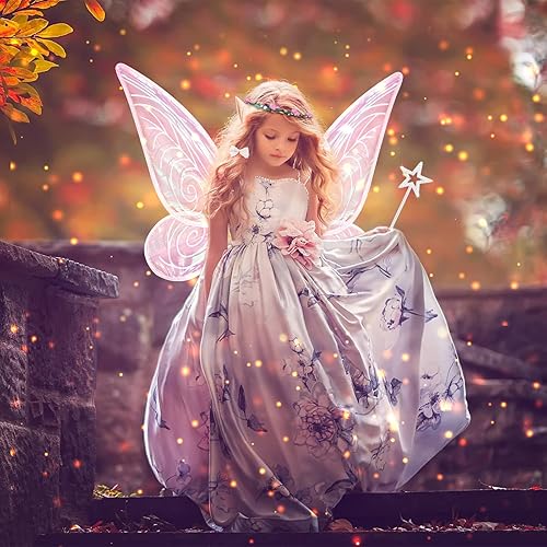 Miniatura 2 de 7 piezas de alas de hada, alas transparentes brillantes, mariposa, hada, Halloween, alas de ángel, para niños, niñas y mujeres