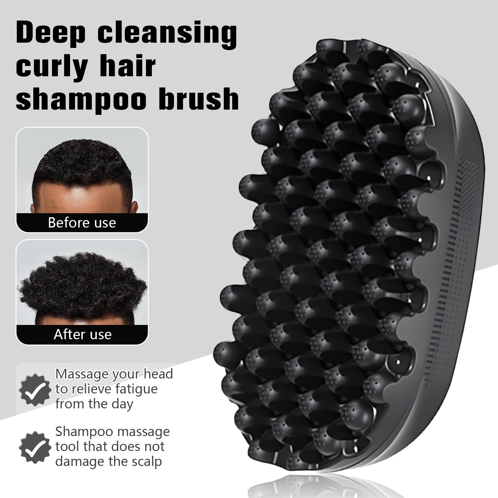 Gummi-Lockenbürste, hochwertiges Twist-Werkzeug für Afro-Haar, ideal für lockiges, gewickeltes 4C-Haar, schnelles und einfaches Styling, Schwarz