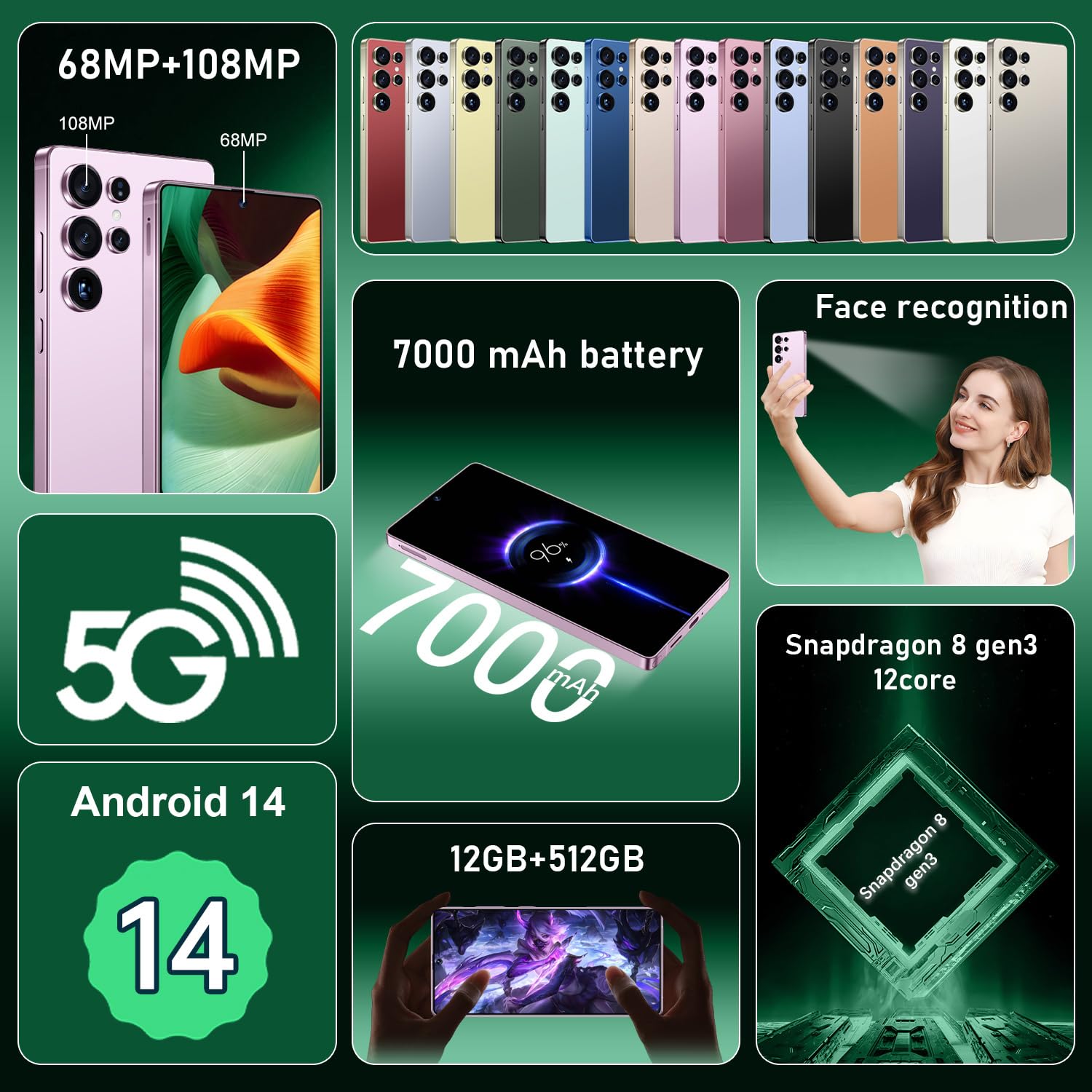 I25 Ultra: 6.99" FHD+ Android 14 Smartphone | 12GB+512GB | 108MP+68MP Camera | 7000mAh Battery | Built-in Stylus Pen | Blazing Fast Performance (Pink)