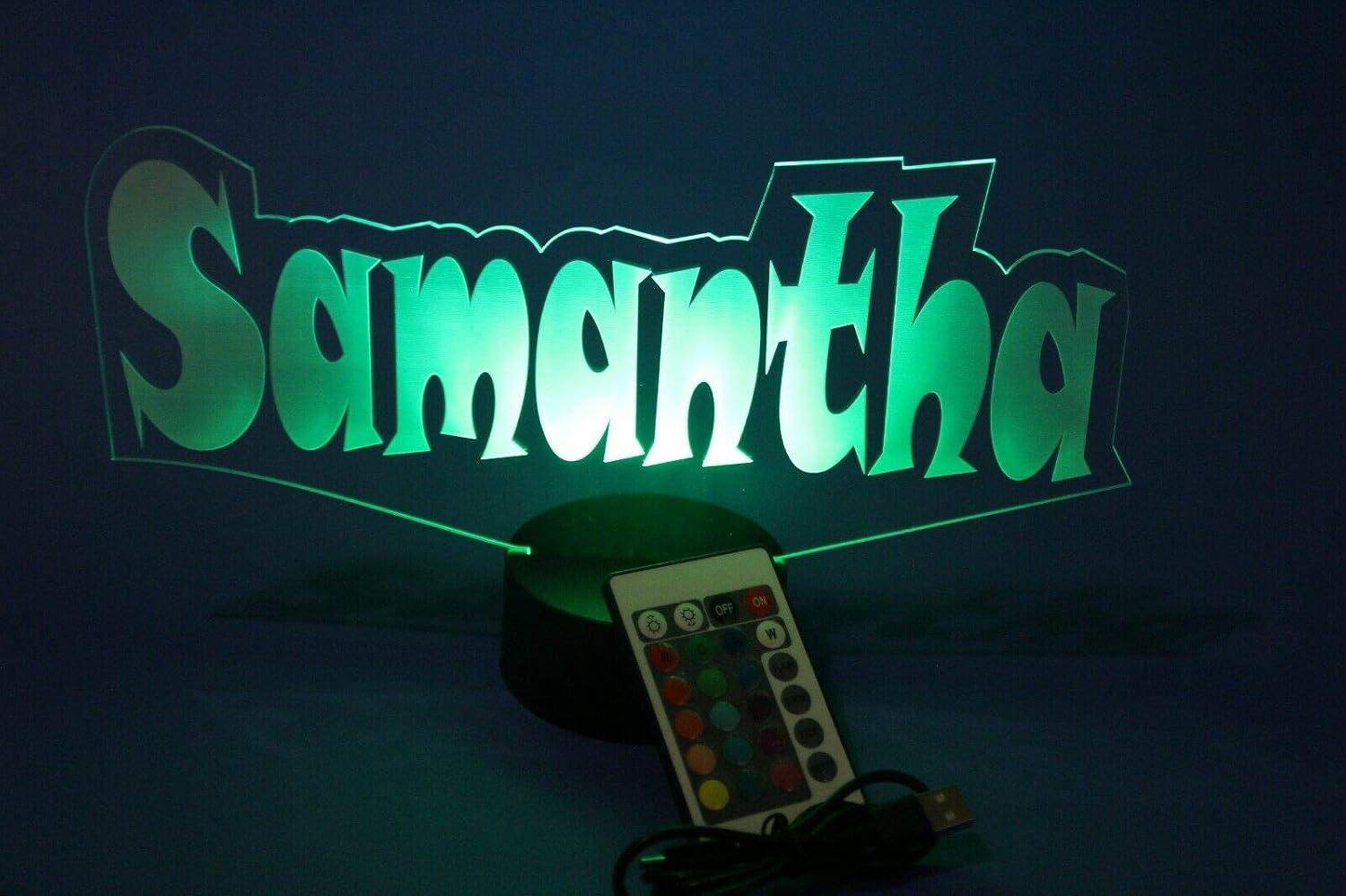 MIRROR MANIA Name Night Light Up Lamp Any Name Shape LED Personalized Create Your Own Name Custom Made Desk Table Lamp - It's Wow, with Remote 16 Colors Changing, Free Engraving, Great Gift