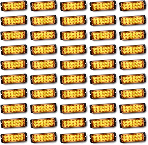 Corp 50X ámbar 12-LED súper delgada ultra delgada advertencia de emergencia flash intermitente barra de luz estroboscópica montaje en superficie