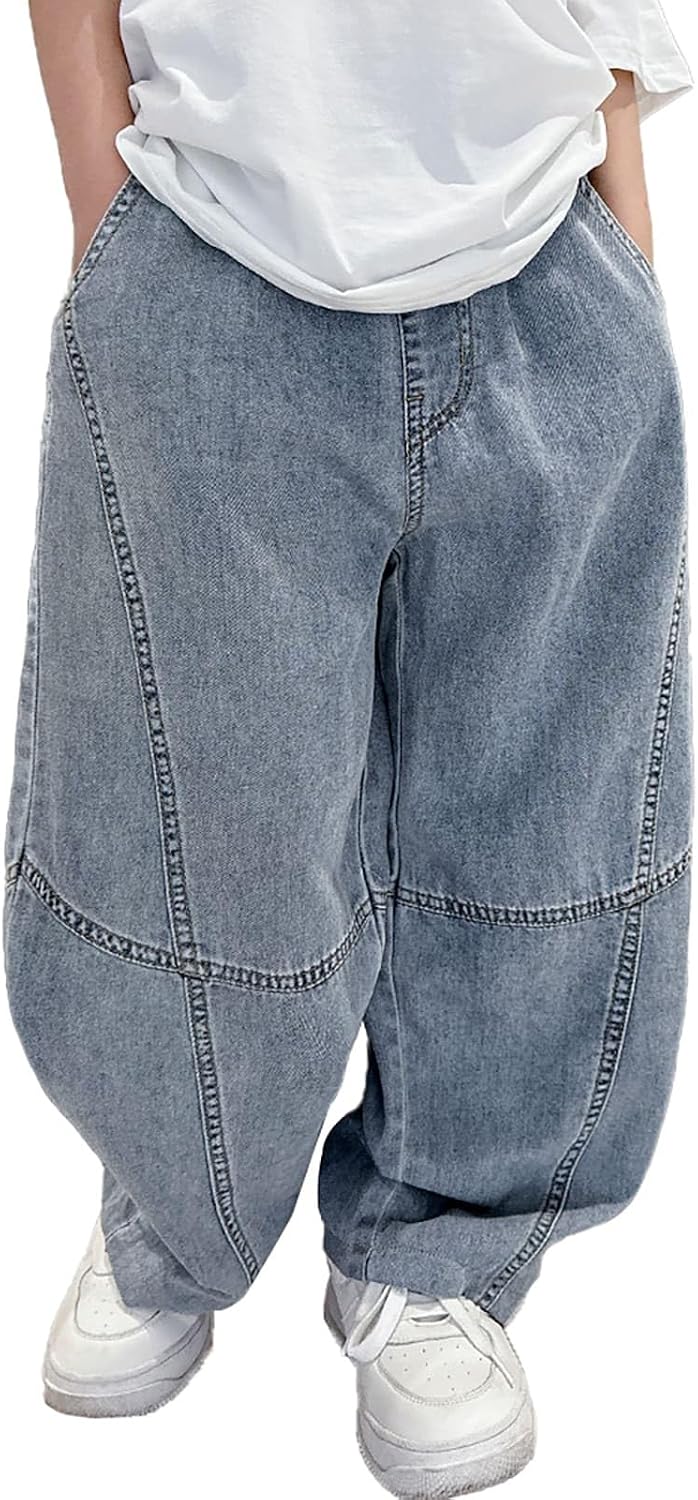 Boy Jeans Stretch Fit Elastic Waist Pull On Relaxed Children's Jogger Active Athletic Youth Outdoor Soft Teenage Streetwear